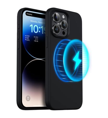 Silikónový obal s MagSafe NUVO na Apple iPhone 15 Pro Max čierny