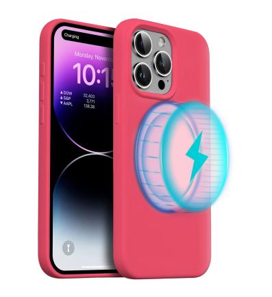 Silikónový obal s MagSafe NUVO na Apple iPhone 15 Pro červený