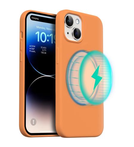NUVO Silicone Case with MagSafe for  Apple iPhone 15 orange