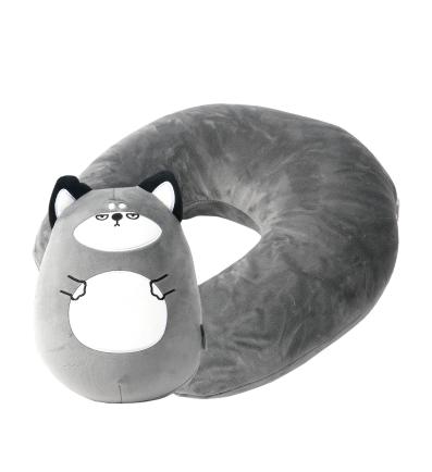 NUVO Travel Pillow and Plushie Cat 2-in-1 grey