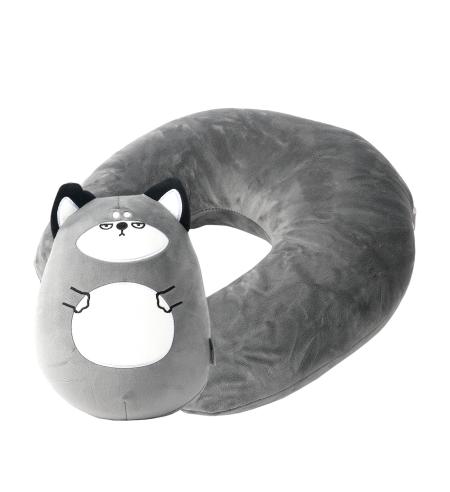 NUVO Travel Pillow and Plushie Cat 2-in-1 grey