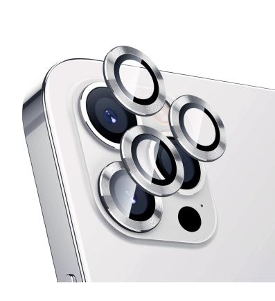 NUVO ochranné sklo kamery na Apple iPhone 15 Pro a 15 Pro Max strieborné