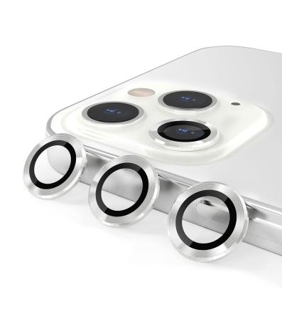 NUVO ochranné sklo kamery na Apple iPhone 15 Pro a 15 Pro Max strieborné 2