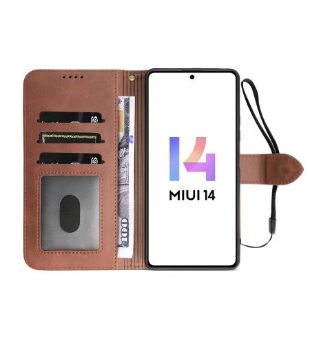 Flipové puzdro na Xiaomi Redmi Note 13 5G hnedé