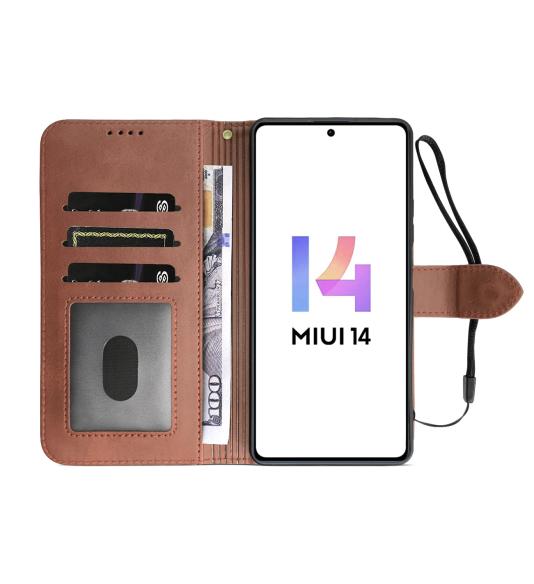 Flipové puzdro na Xiaomi Redmi Note 13 5G hnedé