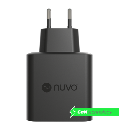 NUVO GaN sieťový adaptér 65 W s Power Delivery a Quick Charge 2
