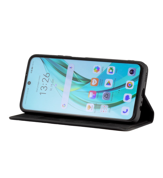 Flipové puzdro Fabric na Honor 90 Smart čierne
