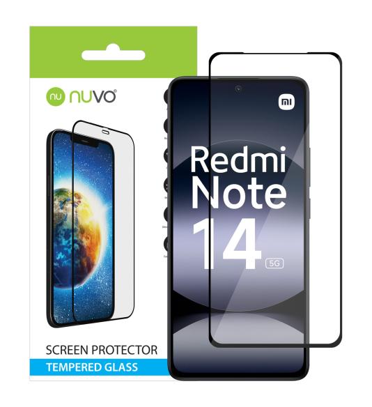 NUVO Tempered Glass Screen Protector for Xiaomi Redmi Note 14 5G black