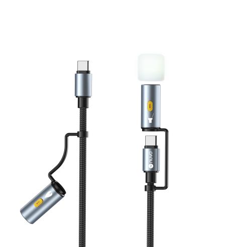 NUVO 4-in-1 USB-C cable with torch and fire starter adapters