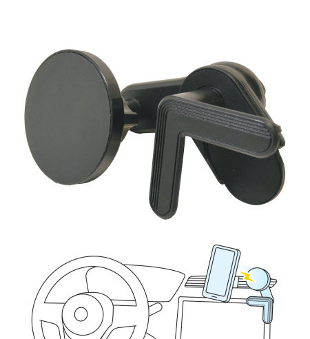 NUVO MagSafe phone holder with mount to corner of an infotainment