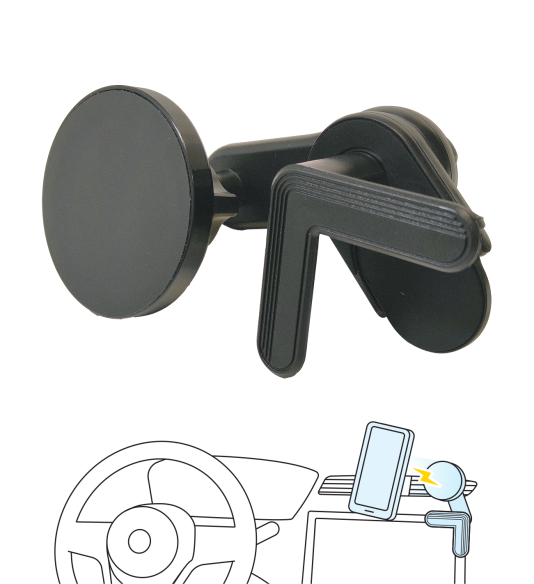 NUVO MagSafe phone holder with mount to corner of an infotainment