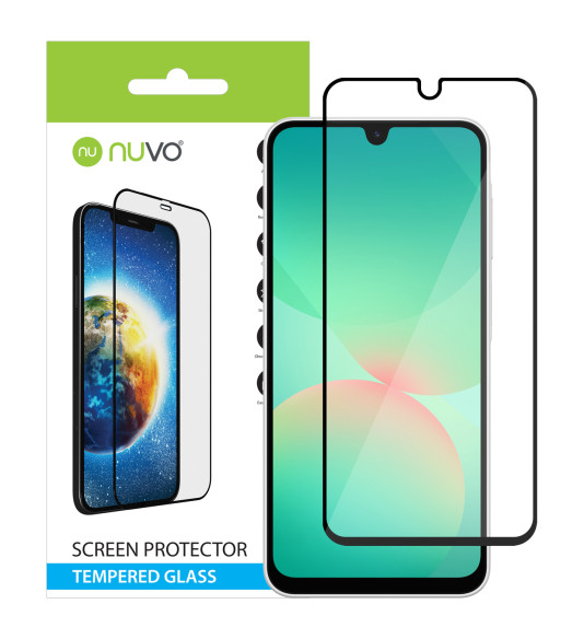 NUVO Tempered Glass Screen Protector for Samsung Galaxy A26 black