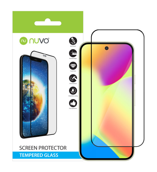 NUVO Tempered Glass Screen Protector for Google Pixel 10 black