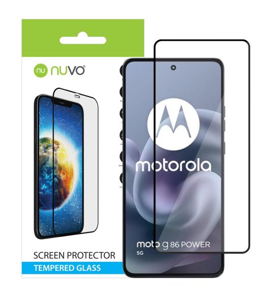 NUVO Tempered Glass Screen Protector for Motorola Moto G86 Power black