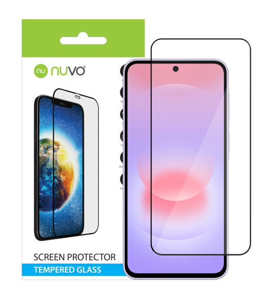 NUVO Tempered Glass Screen Protector for Samsung Galaxy A37 black
