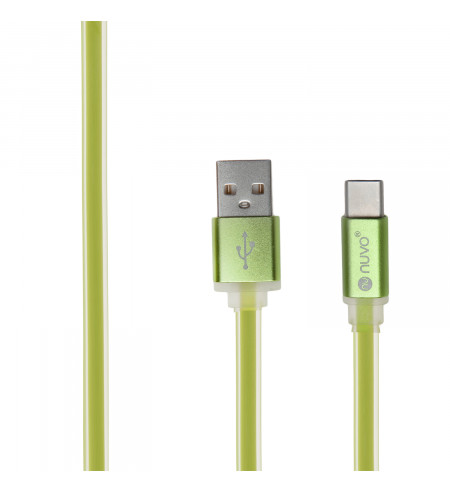 Dátový kábel NUVO USB - USB Type C, 1,5m, zelený