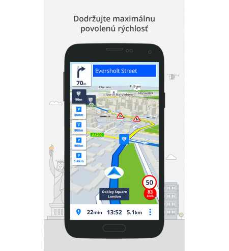 Sygic Voucher Car Navigation World with Traffic, HUD and Dashcam lifetime license