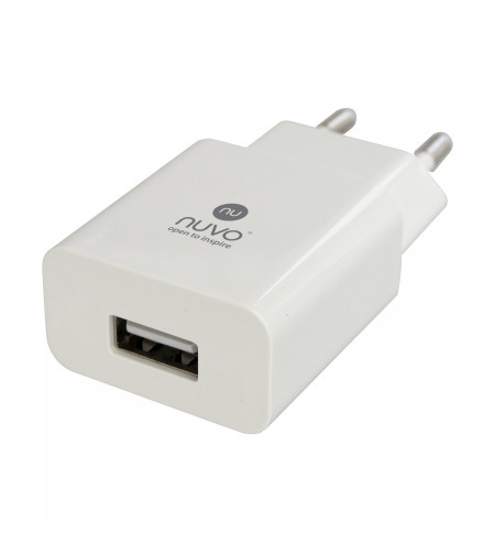 NUVO sieťový USB adaptér, 2.1A, biely