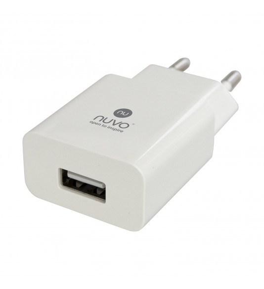 NUVO sieťový USB adaptér, 2.1A, biely
