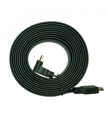 HDMI plochý kábel s priamym a zahnutým konektorom (dole), 3m