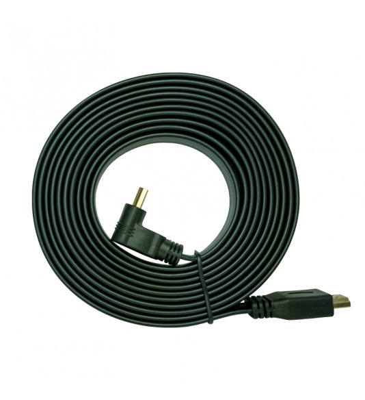 HDMI plochý kábel s priamym a zahnutým konektorom (dole), 3m