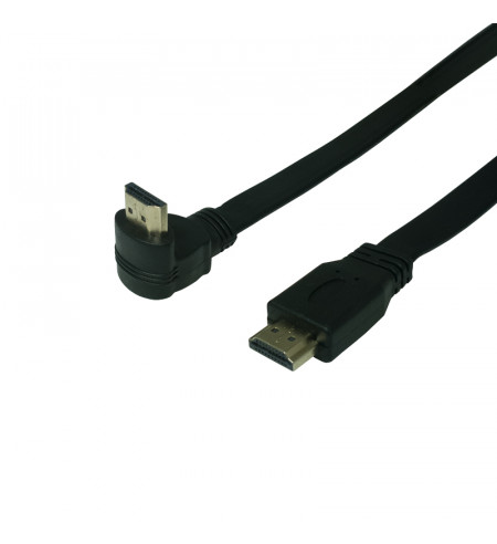 HDMI plochý kábel s priamym a zahnutým konektorom (hore), 3m
