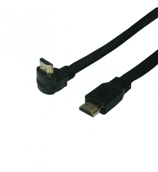HDMI Flat Cable with 90 degree right angle connector (up), 3m