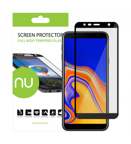NUVO Fullbody Tempered Glass Screen Protector for Samsung Galaxy J4 Plus and J6 Plus, black