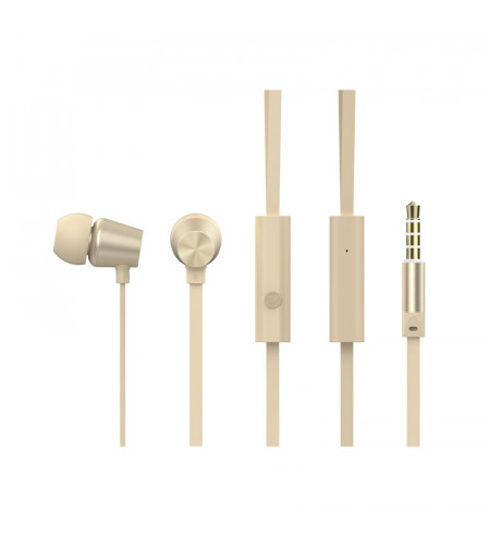 NUVO Handsfree Earphones with flat cable 3.5 mm jack, gold
