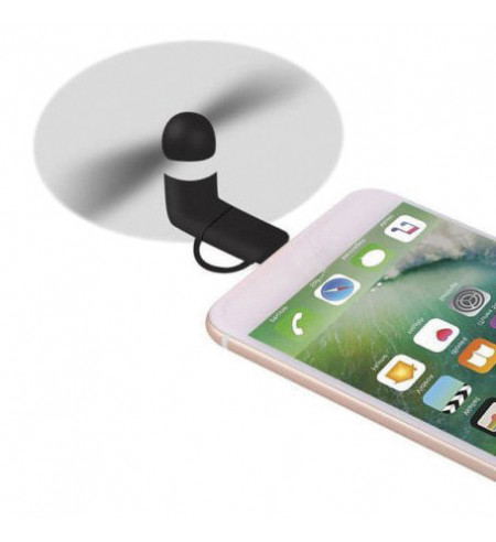 Ventilátor 3v1, USB C, Micro USB, lightning, čierny