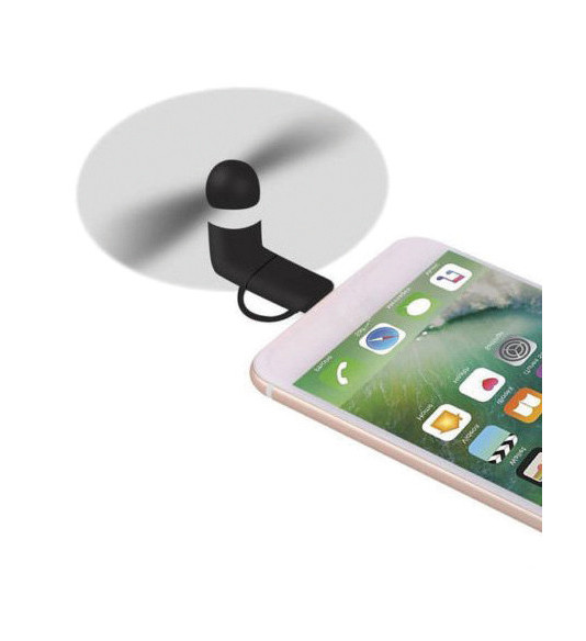 Ventilátor 3v1, USB C, Micro USB, lightning, čierny