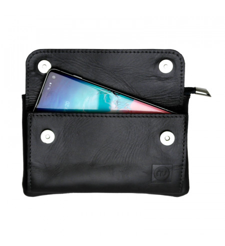 NUVO leather hand bag case for mobile phone black