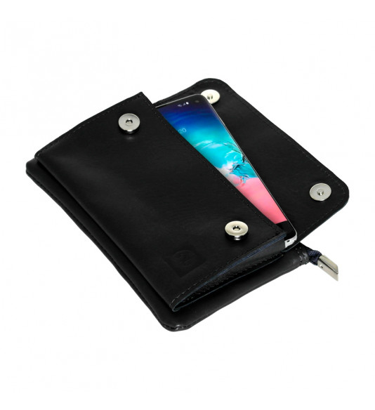 NUVO leather hand bag case for mobile phone black