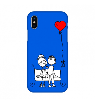 Kryt na mobil Párik na lavičke, modrý