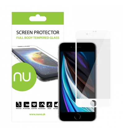 NUVO Fullbody Tempered Glass Screen Protector for Apple iPhone SE (2020) white