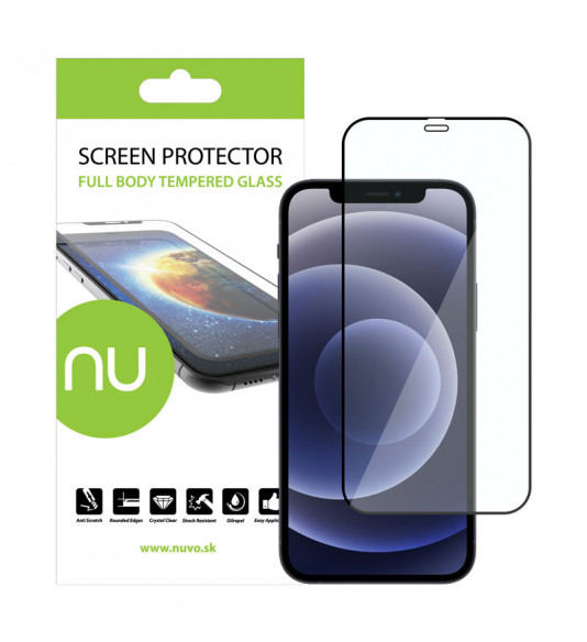 NUVO Tempered Glass Screen Protector for Apple iPhone 12 and 12 Pro black