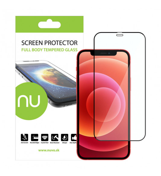 NUVO Tempered Glass Screen Protector for Apple iPhone 12 and 12 Pro black