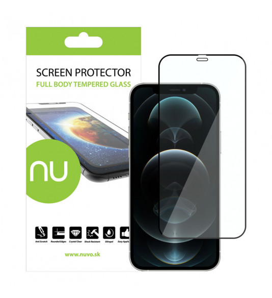 NUVO Tempered Glass Screen Protector for Apple iPhone 12 and 12 Pro black