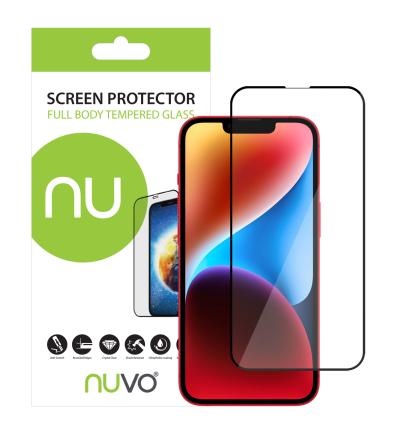 NUVO Tempered Glass Screen Protector for Apple iPhone 14 black