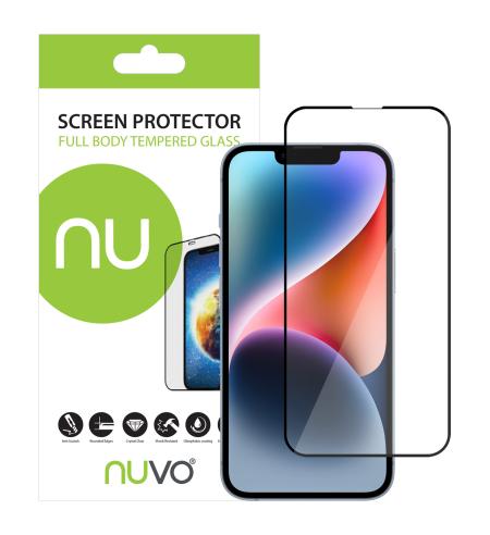NUVO Tempered Glass Screen Protector for Apple iPhone 14 black