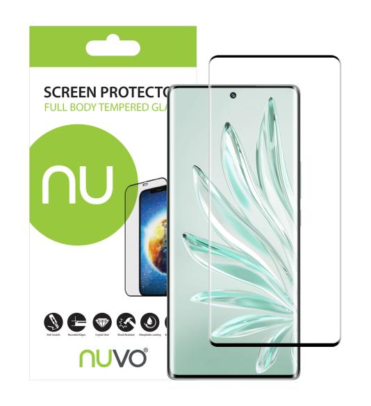 NUVO Tempered Glass Screen Protector for Honor 70 5G black
