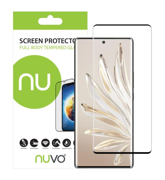 NUVO Tempered Glass Screen Protector for Honor 70 5G black