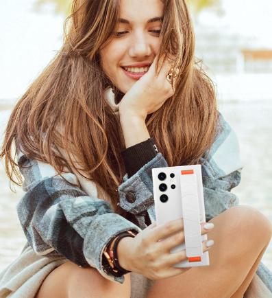 Samsung silikónový kryt s pútkom na Galaxy S23 Ultra biely 2