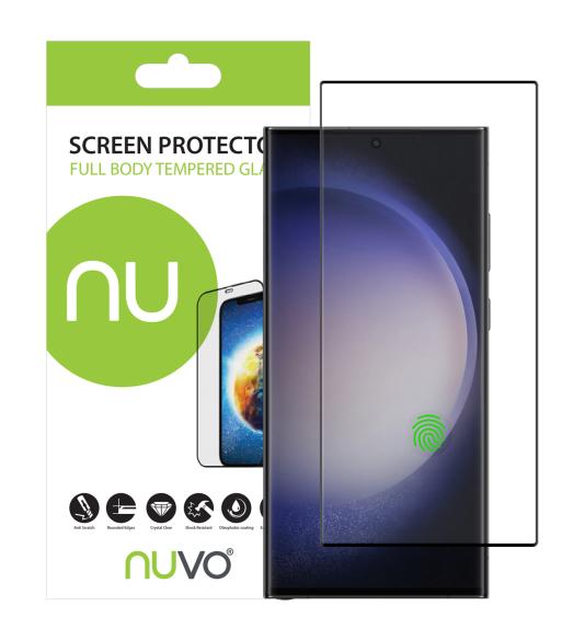 NUVO Tempered Glass Screen Protector for Samsung Galaxy S23 Ultra black