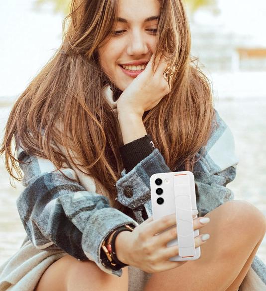 Samsung silikónový kryt s pútkom na Galaxy S23+ biely