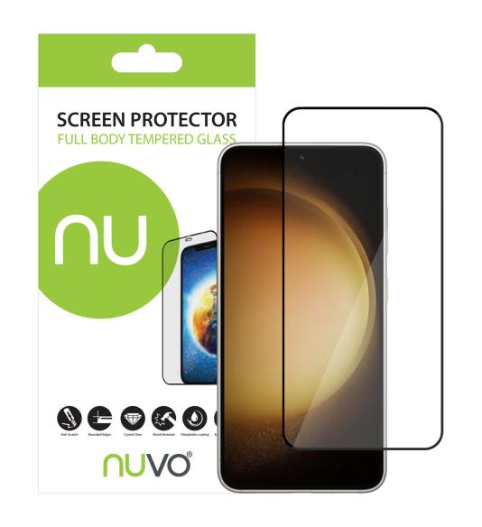 NUVO Tempered Glass Screen Protector for Samsung Galaxy S23 black