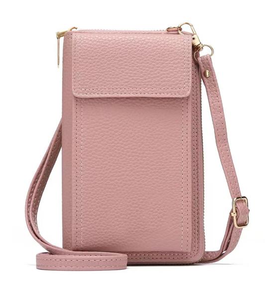Compact Crossbody Smartphone Purse pink