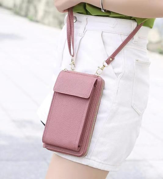 Compact Crossbody Smartphone Purse pink