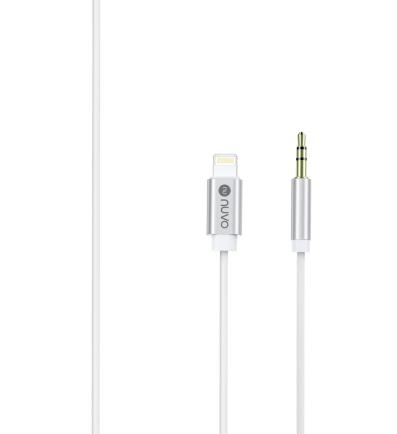 NUVO prepojovací audio kábel AUX 3.5 mm / lightning biely