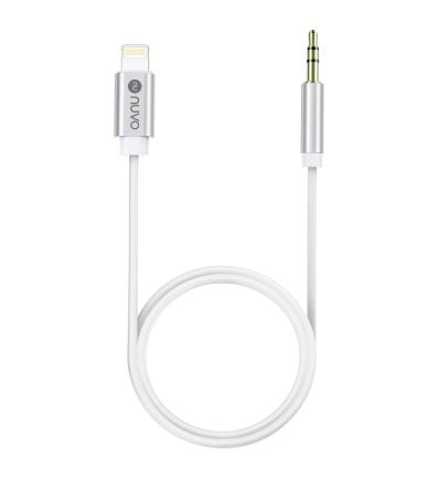 NUVO prepojovací audio kábel AUX 3.5 mm / lightning biely 2